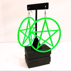 Oversized Neon Pentagram Hoop Earrings